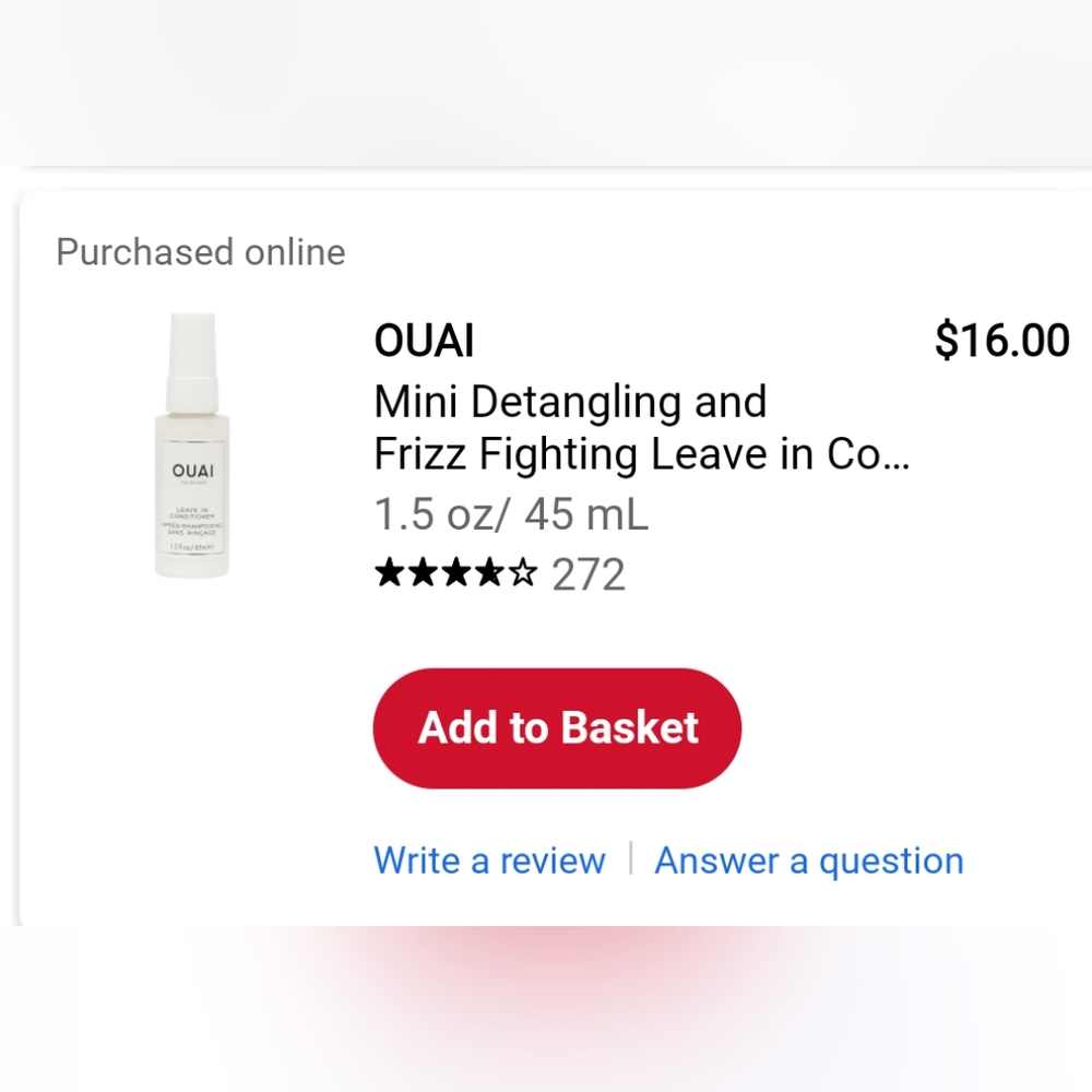 80% Full OUAI Leave In Conditioner Spray